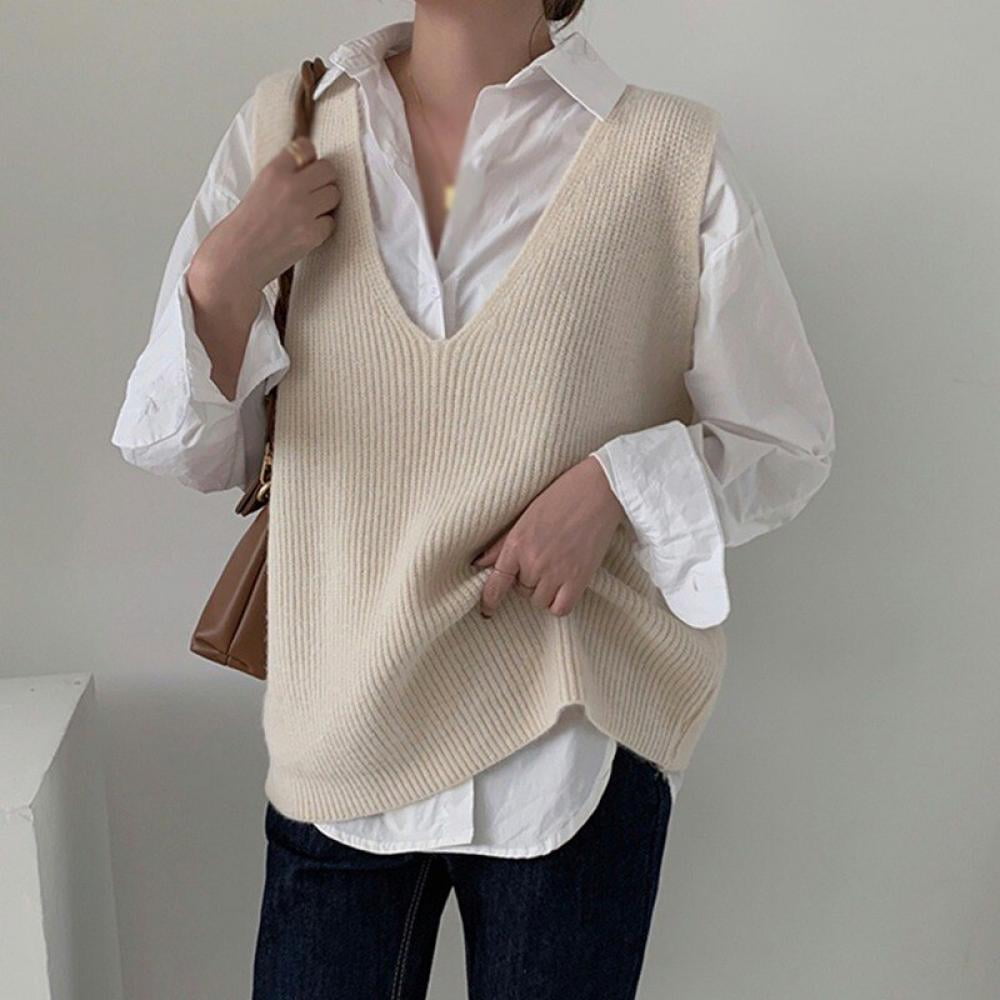 Velocity Knitted Loose Waistcoat Vest Spring Plus Size Outer Wear Women ...