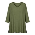 thumbnail image 6 of ZORYEVY Three Quarters Sleeve Tops Women Winter Sports Casual V-neck Solid Color T-shirts, 6 of 7