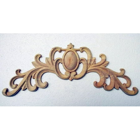 Unpainted Flower Wood Carved Corner Onlay Applique Furniture Home