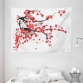 thumbnail image 1 of Floral Tapestry, Japanese Cherry Blossom Sakura Blooms Branch Spring Inspirations Print, Wall Hanging for Bedroom Living Room Dorm Decor, 80W X 60L Inches, Red Seal Brown White, by Ambesonne, 1 of 2
