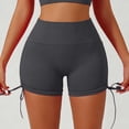 thumbnail image 5 of felwors High Waisted Yoga Shorts Ruched Drawstring Tummy Control Lifting Athletic Running Dark Gray for Size M, 5 of 5