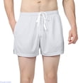 thumbnail image 2 of Huanglei Men's Casual Shorts ,Athletic Shorts For Basketball Training Gym Workouts Loose Fit Casual Running 3 4 Inch Inseam Comfort (White ,Medium), 2 of 6