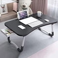 thumbnail image 1 of mesa plegable portable con portavasos cajon almacenamiento escritorio ordenador soporte laptop bandeja cama mesa comer cama sofá trabajo lectura negro, 1 of 1