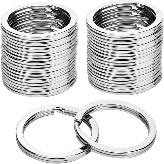 DESIGNICE 100-Pack 1.2 Inch Metal Key Rings (30Mm) - Silver Split Keychain Rings for Keys,Diy Crafts,Home,Car & Office Accessories - Durable Nickel Flat Keyrings