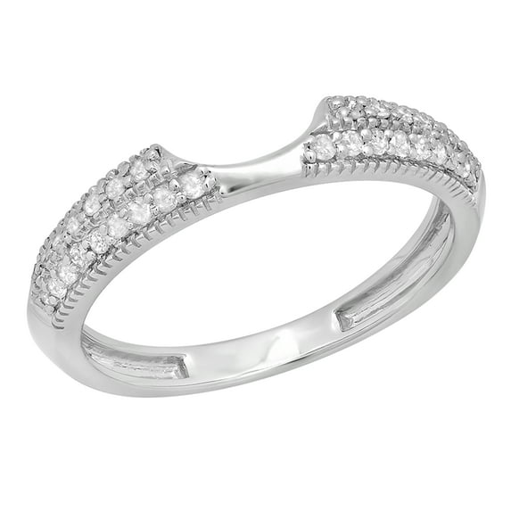 Dazzlingrock Collection Round White Diamond Anniversary Wedding Band Enhancer Guard Ring for Women (0.25 ctw, Color I-J, Clarity I2-I3) in 10K White Gold, Size 4
