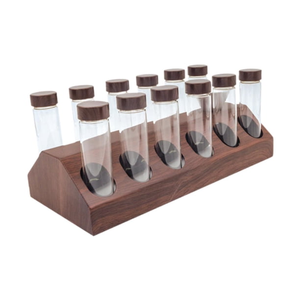 Frasco de vidrio dosificador de granos de café Frascos de granos de café Tubo de almacenamiento de dosis única Café 12 ranuras