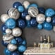 thumbnail image 4 of Conjunto de cadena de globos plateados y azules metálicos, decoración para fiesta de graduación y cumpleaños con tema para hombres, 4 of 5