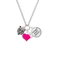 thumbnail image 2 of Delight Jewelry Silvertone Small Bear - Mascot - Hot Pink Heart Nurse Strong Zoe Necklace, 2 of 4