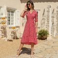 thumbnail image 3 of Vedolay Summer Dresses for Womens Sleeveless V Neck Dress with Pocket Summer Beach Midi Flared Tank Dress,Red M, 3 of 5
