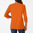 thumbnail image 7 of Xyxonk 3/4 Length Sleeve Womens Tops Dressy Casual V-Neck Henley Shirt Sexy Solid Color Tees Summer Fashion Outfits Orange S, 7 of 7