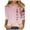 A07_Pink, variant on Bzhegqhd Women's Loose Casual Retro Printed Round Neck Three Quarter Sleeve 3/4 Sleeve T-shirt Top