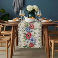 thumbnail image 2 of Independence Day Table Runner - 60 Inch Long, Kitchen Dining Table Runner Dresser Scarves, Retro Red Blue Flowers Leaves Plants Farmhouse Decor for Coffee Tables Wedding Party Banquet, 2 of 8