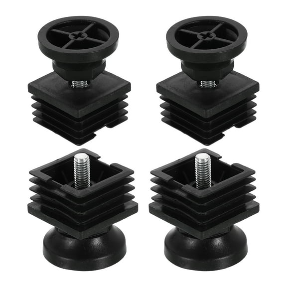 Uxcell 4 Set Leveling Feet, M8x40x40mm Plastic Adjustable Furniture Leg Leveling Square Threaded Insert Screw-in Glide Levelers for Table Chair Furniture, Black