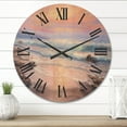 thumbnail image 2 of Designart 'Pastel Purple Sunset Glow Over Incoming Ocean I' Nautical & Coastal Wood Wall Clock, 2 of 5