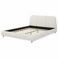 thumbnail image 5 of [Luckynote]Queen Size Modern Upholstered Bed Frame with Linen Fabric and Solid Wood Legs, White, 5 of 8