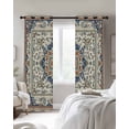 thumbnail image 3 of Boho Orange Blue Blackout Curtains, Light Blocking Print Window Curtains, Tribal Antique Country American Southwest Thermal Insulated Window Drapes for Living Room 2 Panels, 104"W x 90"L, 3 of 9