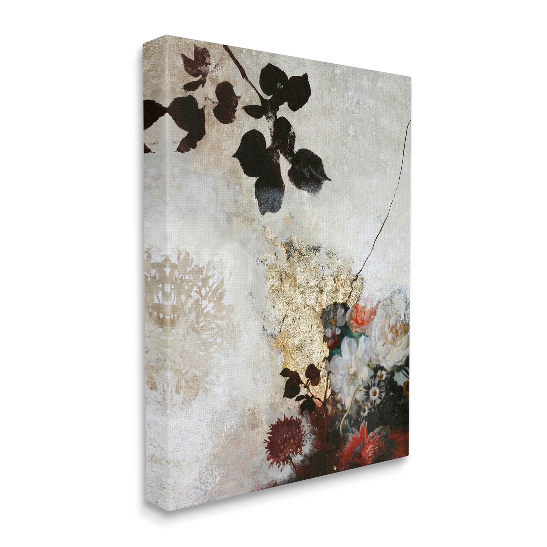 Varied Modern Floral Silhouettes Abstract Graphic Art Gallery Wrapped Canvas Print Wall Art