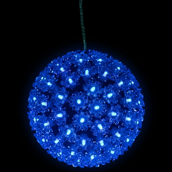 Northlight LED Lighted Hanging Starlight Sphere Outdoor Christmas Decoration- 7.5" - Blue Lights