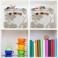 thumbnail image 7 of GZHJMY Vintage Stylized White Color Print Foldable Storage Bin Bedroom/Office Rectangular Canvas Basket 14.2"x10.2", 1 PCS Cube Organizer Boxes with Handles for Books/Clothes/Toys, 7 of 7