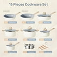 thumbnail image 2 of CAROTE - Juego de 16 ollas y sartenes de cerámica, juego de utensilios de cocina antiadherentes, juego de ollas de granito, ollas de inducción de cocina y sartenes, juegos de cocina, color blanco, 2 of 5