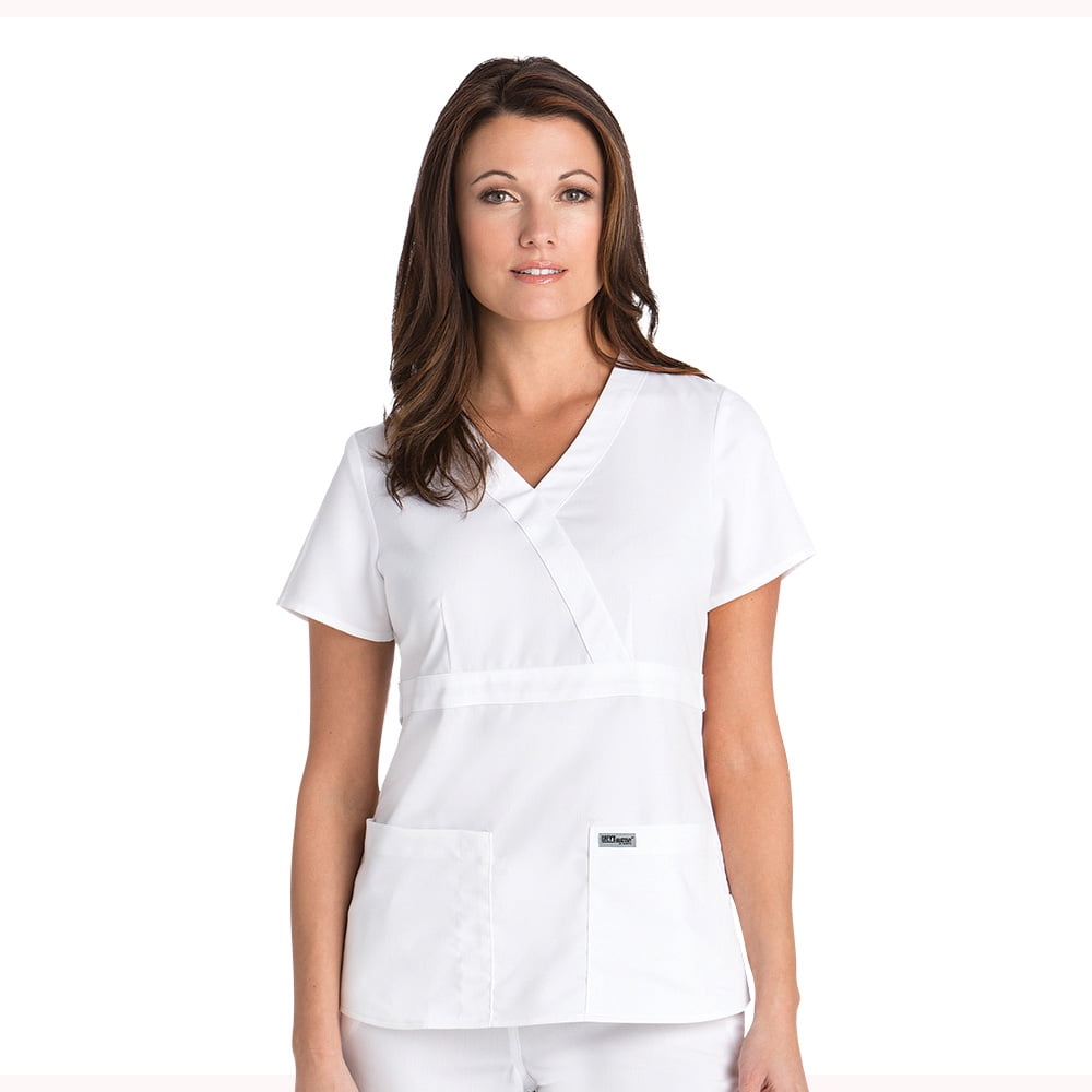 Download Grey's Anatomy - Grey's Anatomy™ Women's Mock Wrap Solid Scrub Top - Walmart.com - Walmart.com