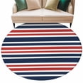 thumbnail image 6 of Navy Blue Red Striped Round Rug 5ft Washable Circle Kitchen Rugs Non Slip Gradient Horizontal Lines Large Area Rug Indoor Floor Carpet for Bedroom Living Room Home Office Dining Room Nursery, 6 of 8