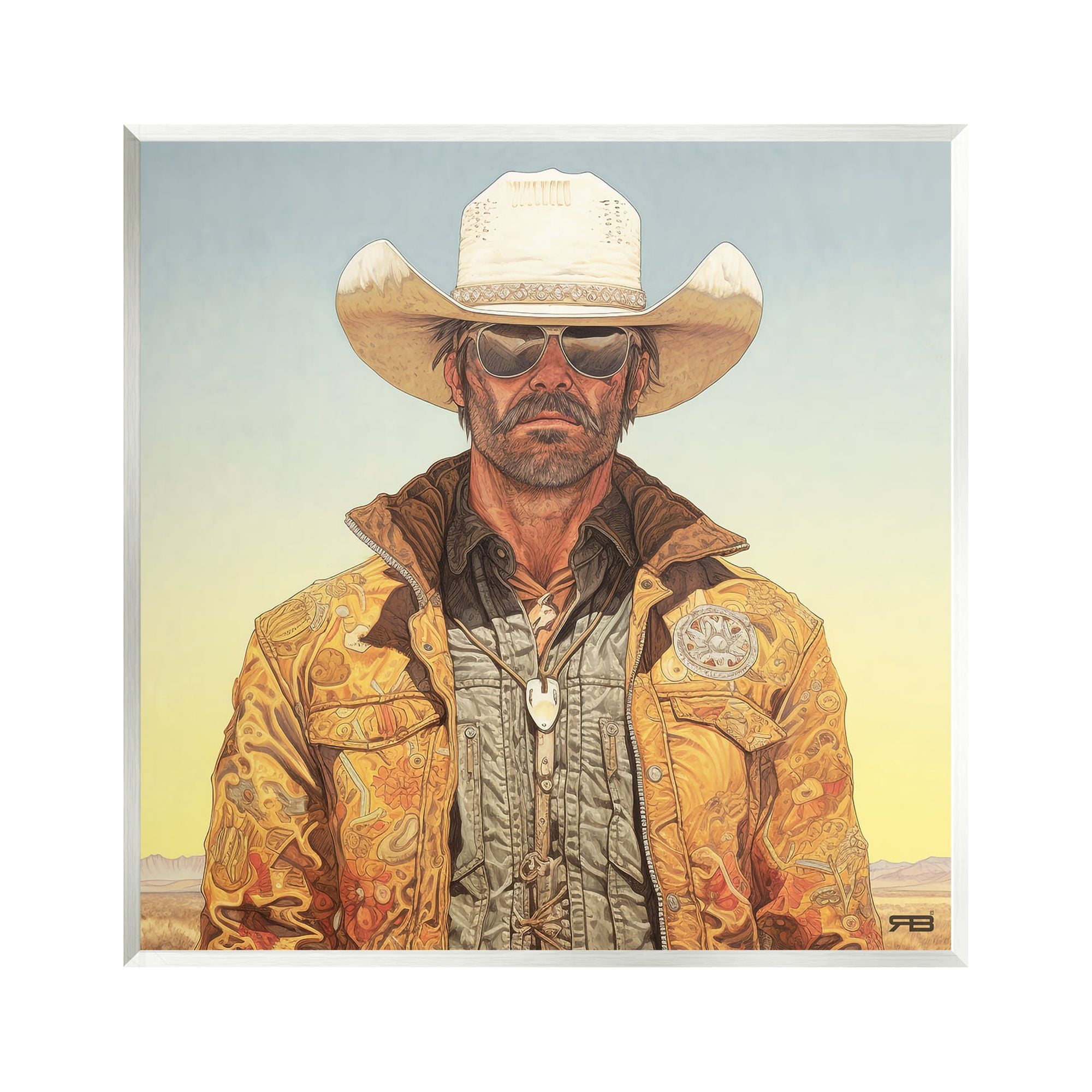 Stupell Industries Cowboy at Sunset Abstract Painting Unframed Art Print Wall Art 12 x 12