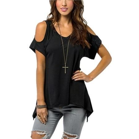 - Womens Off the Shoulder Hip Length Loose Tops