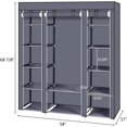 thumbnail image 5 of HYJY 69" Tall Freestanding Closet Organzier Clothes Garment Rack Dustproof & Waterproof Fabric Cover with Storage Shelves & 1 Hanging Rod (Gray), 5 of 8
