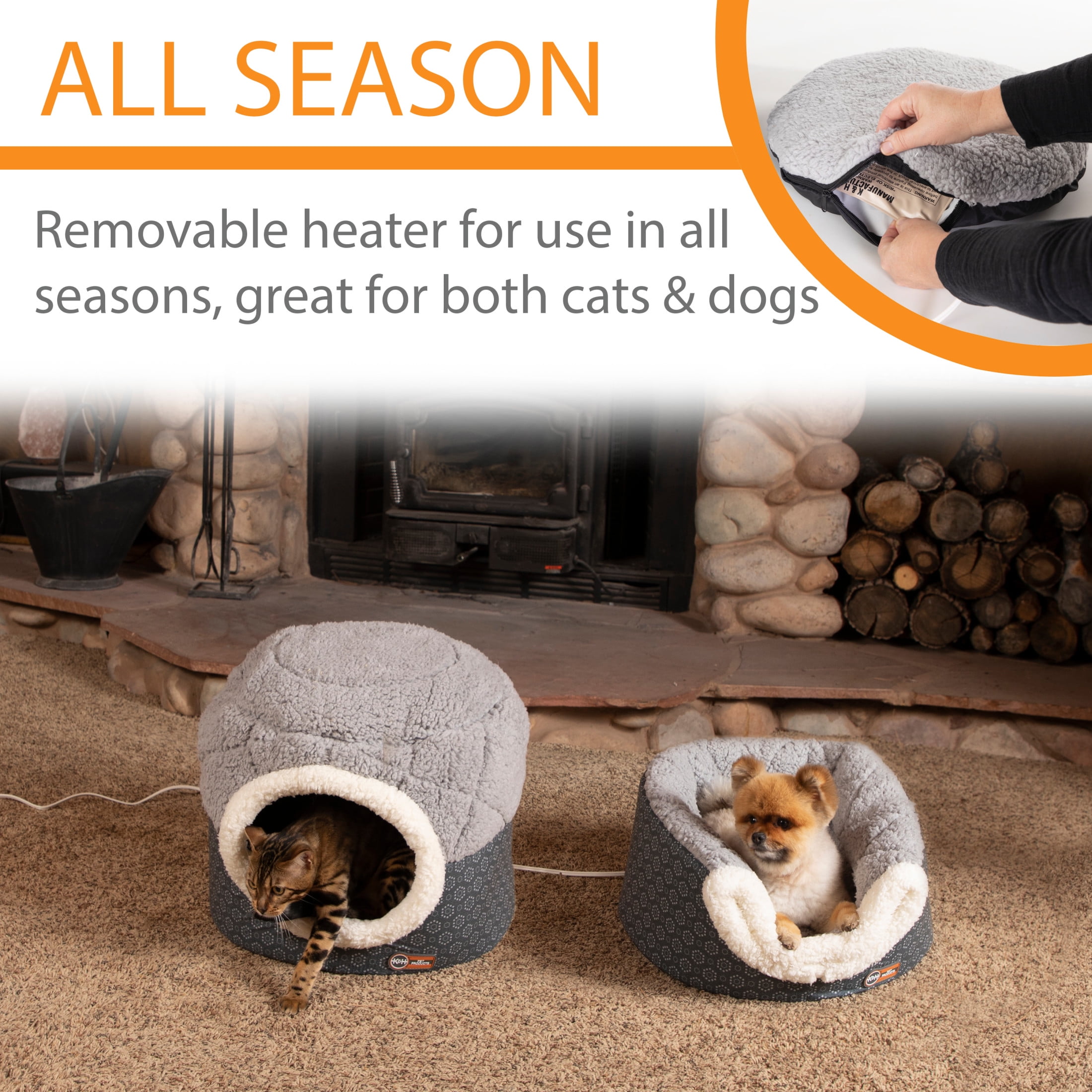 K&H Pet Products Thermo-Pet Nest Heated Cat Bed Gray Small 18 X 15 Inches