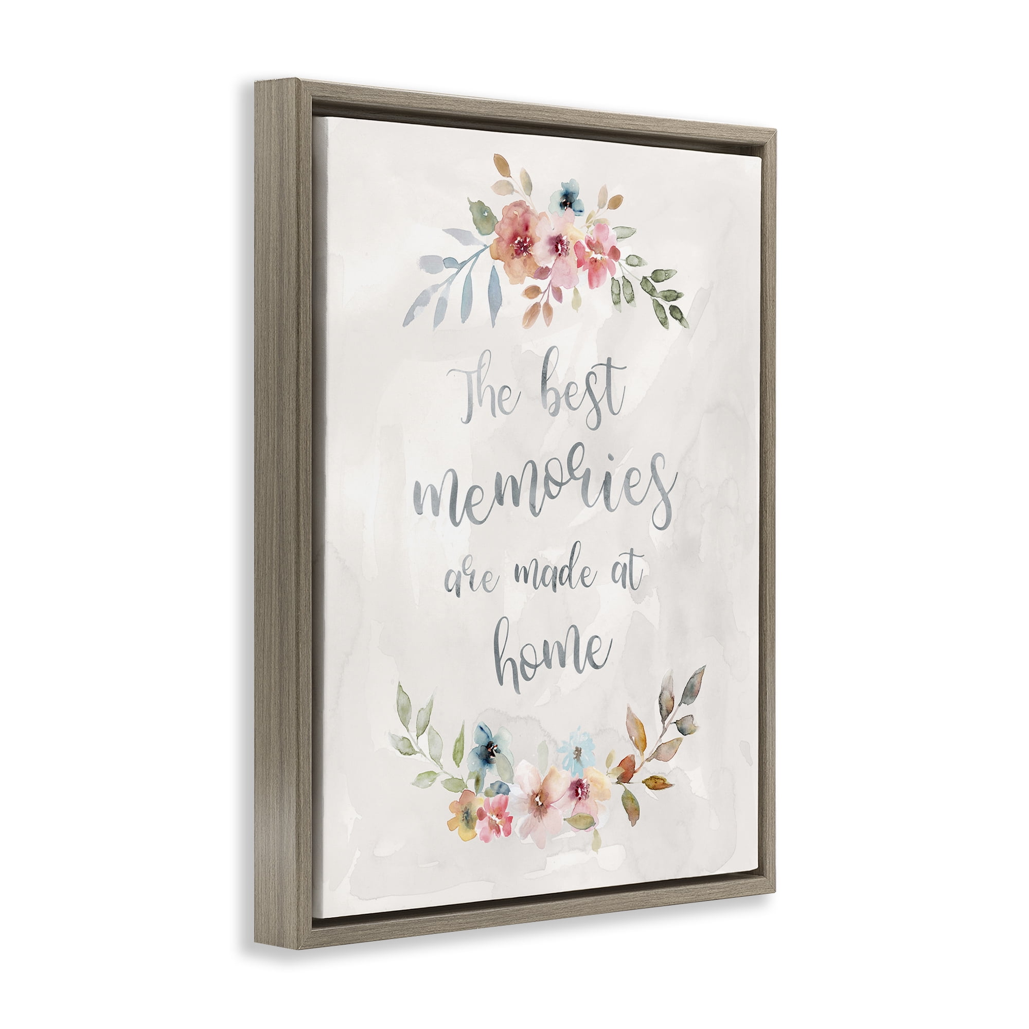 Stupell Industries Best Memories at Home Plants & Flowers Painting Brown Floater Framed Canvas Art Print Wall Art, 25 x 31