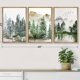 thumbnail image 1 of 3 Pieces Wall Art Set Pastel Mountain Range Forest Mist Nature Wilderness Illustrations Modern Art Decorative Rustic No Frame, 1 of 4
