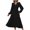 Black, variant on ZQUUVOU Women's Casual Dress V-Neck Solid Color With Long Sleeves Waist Pleated Long Skirt Olive Green