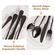 Astercook 25-Pieces Black Silverware Set with Steak Knives, Black Flatware Set for 4, Food-Grade Stainless Steel Tableware Cutlery Set, Eating Mirror Polished Utensil Set for Home Restaurant