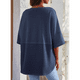 thumbnail image 5 of Blusas de Punto Gofre para Mujer, Moda 2025, Blusas de Patchwork Extragrandes con Cuello Redondo y Mangas 3/4, Azul L, 5 of 6