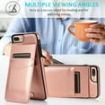 thumbnail image 7 of Mantto For iPhone 7 Case, iPhone 8 Case, iPhone SE 2020/SE 2022 Case, Durable Shockproof Wallet Card Slots Case with Card Holder Pocket Back,PU Leather Kickstand Back Flip Cover - Rose Gold, 7 of 7