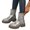 Silver, variant on Aqestyerly Women's Winter Boots Western Cowboy Boots Gold Print Silk Short Boots