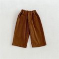 thumbnail image 6 of Ticikt Kids Corduroy Pants, Elastic Waist Solid Color Loose Wide‑Leg Trousers, Casual Straight Bottoms for Boys Girls,Coffee, 6 of 7