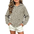 thumbnail image 5 of Falkdiz Hooded Sweatshirts for Girls Leopard Print Cute Pullover Warm Outdoor Gifts Hoilday School Long Sleeve Girls Tops , Dark Gray , Size: 11-12 Years, 5 of 6