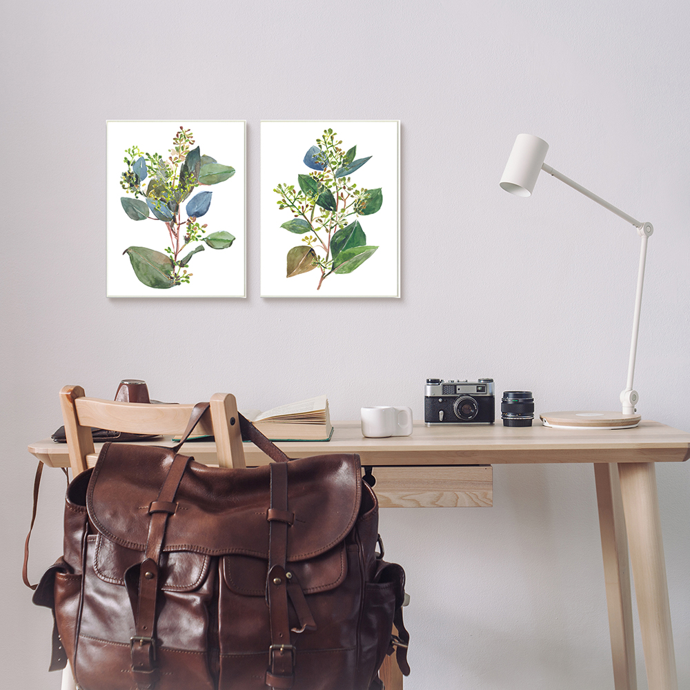 Stupell Industries Soft Eucalyptus Plant Blue Green Ombre Leaves Wall Plaque by Melissa Wang