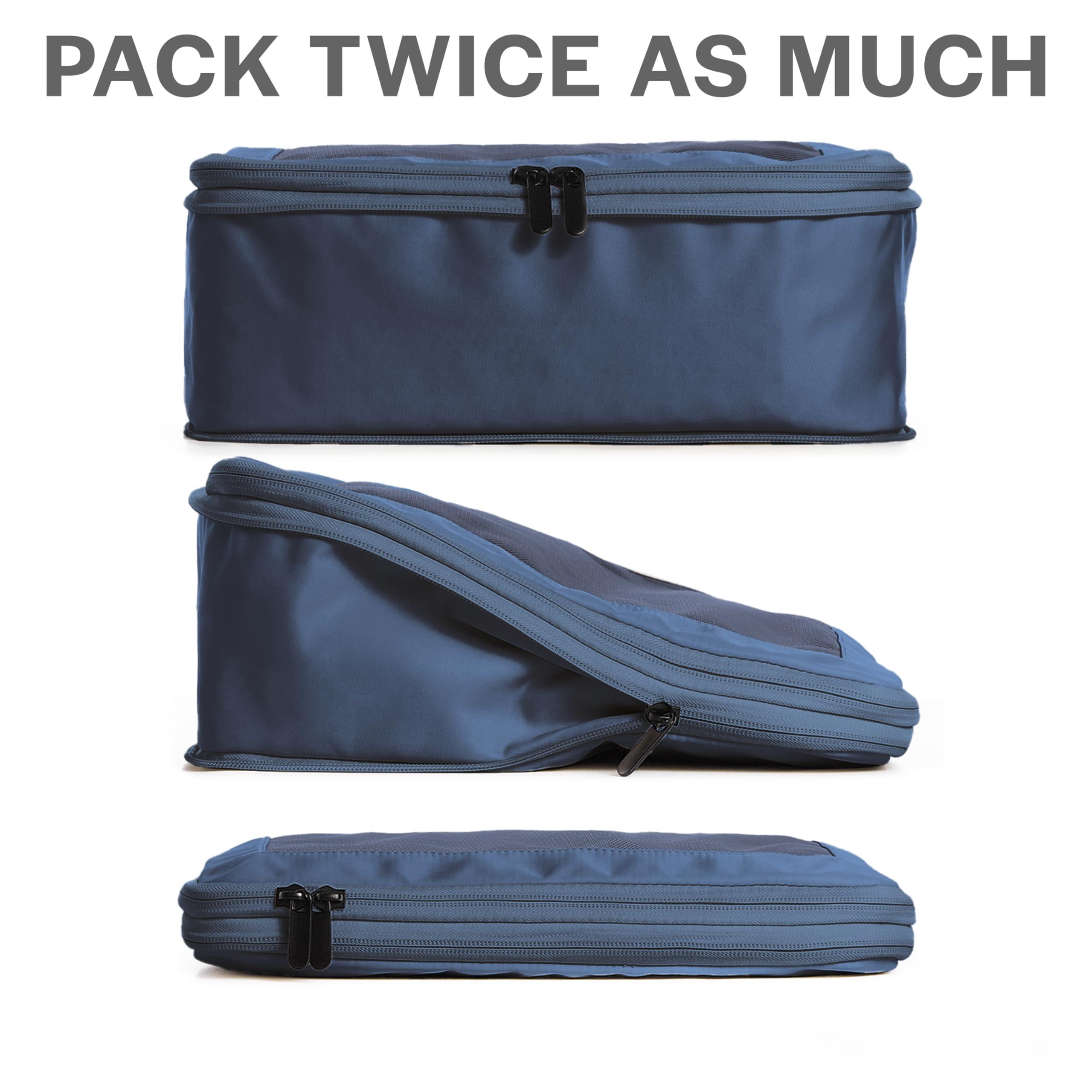 Travel Packing Cubes Dark Blue 2-Pack Luggage Organizer Bags