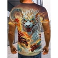 thumbnail image 3 of Men'S 3D Printed Dragon Flame Graphic T-Shirt - Mythical Streetwear Tee With Vibrant Colors, Comfort Fit Short Sleeve Round Neck For Summer Casual Wear, Machine Washable Boyfriend Gift, 3 of 6