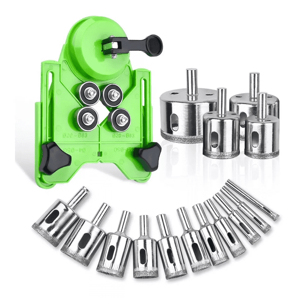 16 Piezas Brocas De Diamante Con Guía Para Cerámica verde/plata