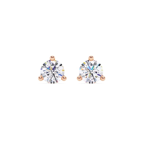 Lumante Men & Women’s 14K Rose Gold Round Lab Grown Diamond Earrings, 1.5 Carat CTW, 3-Prong Stud Earrings, Screw Back, Diamond Stud Earrings (F-G Color, VS Clarity)