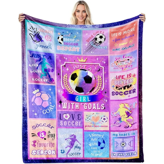 Soccer Gifts for Girls Gifts for Soccer Players Girls Soccer Blanket for Girls, Teen Girls Soccer Gifts, Soccer Lovers Gifts, Soccer Team Gifts Blanket, Christmas, Holiday, Thanksgiving Gifts