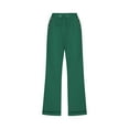 thumbnail image 4 of Iugvhana Womens Capris Pants Summer Drawstring Elastic Waist Cotton Linen Capri Pants Button Straight Wide Leg Cropped Pants with Pockets Dark Green S, 4 of 5