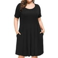 thumbnail image 4 of Women Plus Size Dresses Short Sleeve with Pockets Female Knee Length l-4xl, 4 of 6