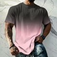 thumbnail image 2 of Mens T-Shirts Crew Neck Gradient Short Sleeve Loose Fit Sports Cotton Summer Streetwear Pink XL, 2 of 5