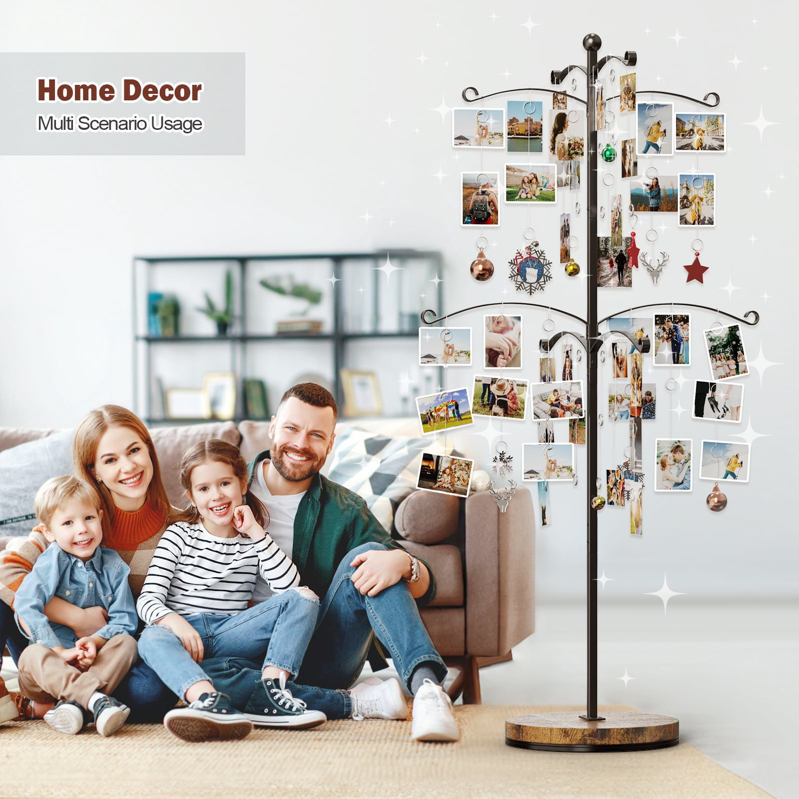 Sfugno Metal Photo Display Tree, 90 Clips Holder for 4x6, 5x7 Picture Frames Hanging & Gift Card Display, Versatile Home Decor for Family Collage Frame