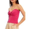 thumbnail image 2 of hirigin Women's Strapless Crop Tops, Solid Color Twist Front Cutout Ruched Knit Tube Tops, 2 of 7